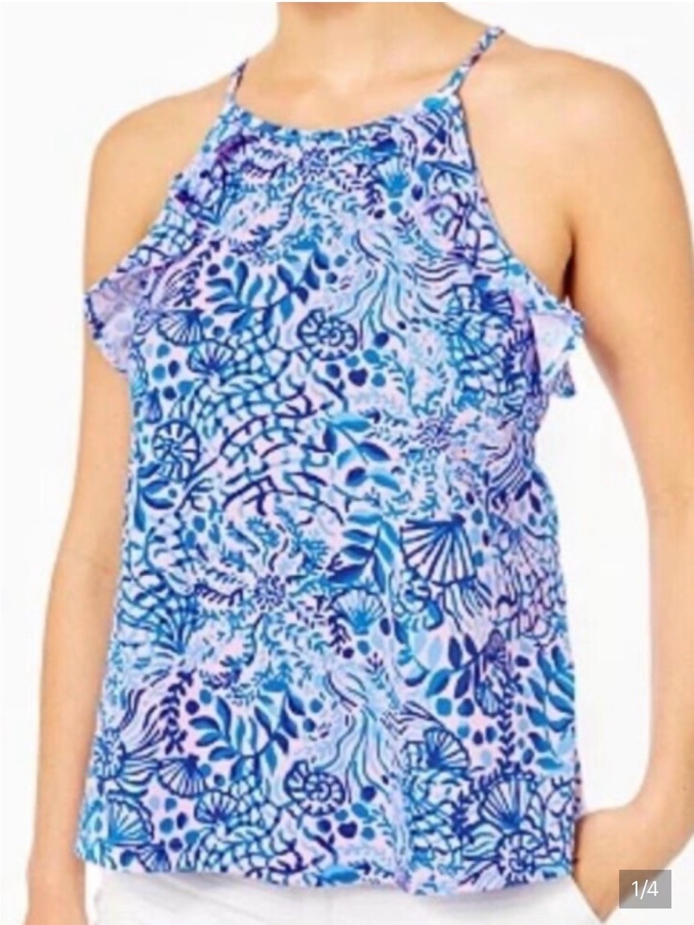 Lilly Pulitzer Billie Top size L in Calla Lilly Pink Halter Top